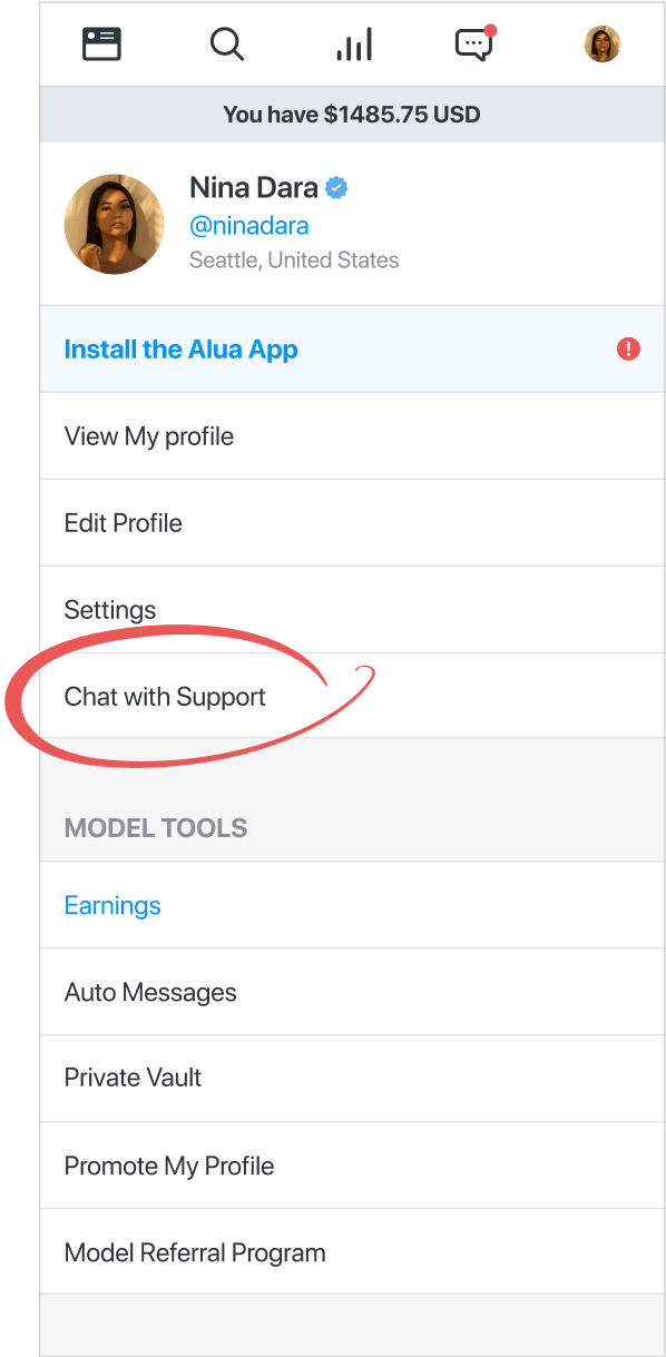 Chat with Alua team 's chat support or send them an e mail