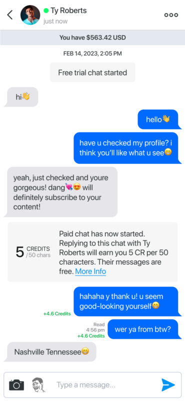 Paid chat on the app