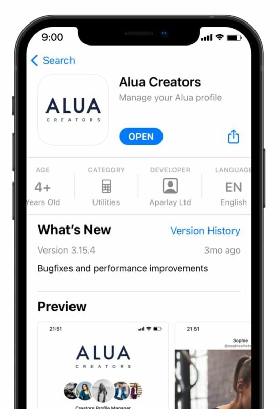 Alua mobile app iOs