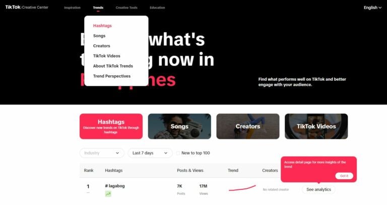 TikTok Creative Center | Trends