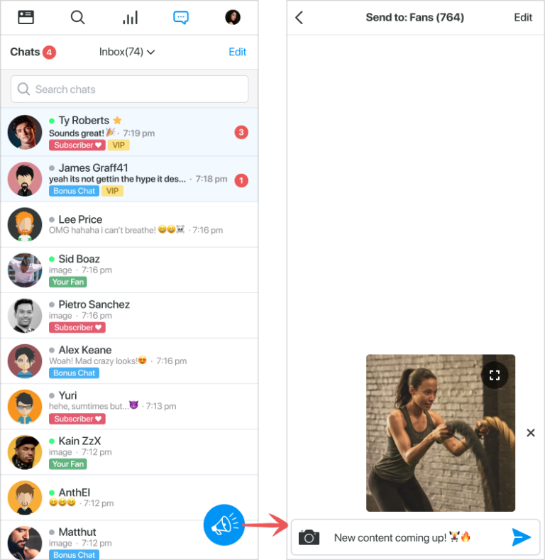 Broadcast Message where custom content can be added