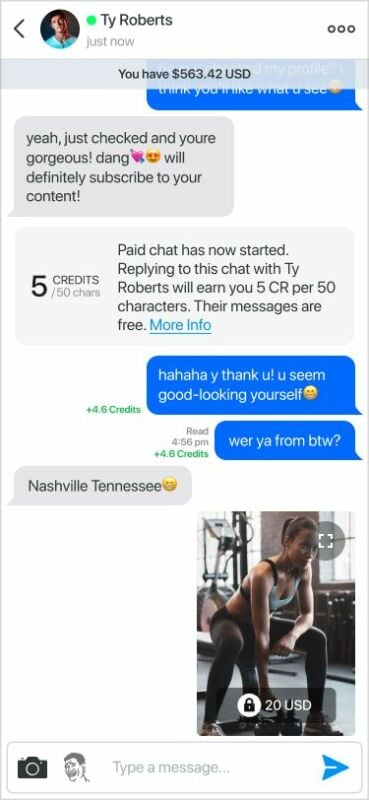 Paid chat where you can sell custom content